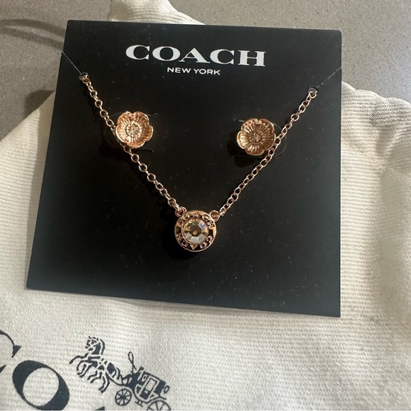 Coach Open Circle Necklace + Tea Rose Stud Set - Picture 4 of 8